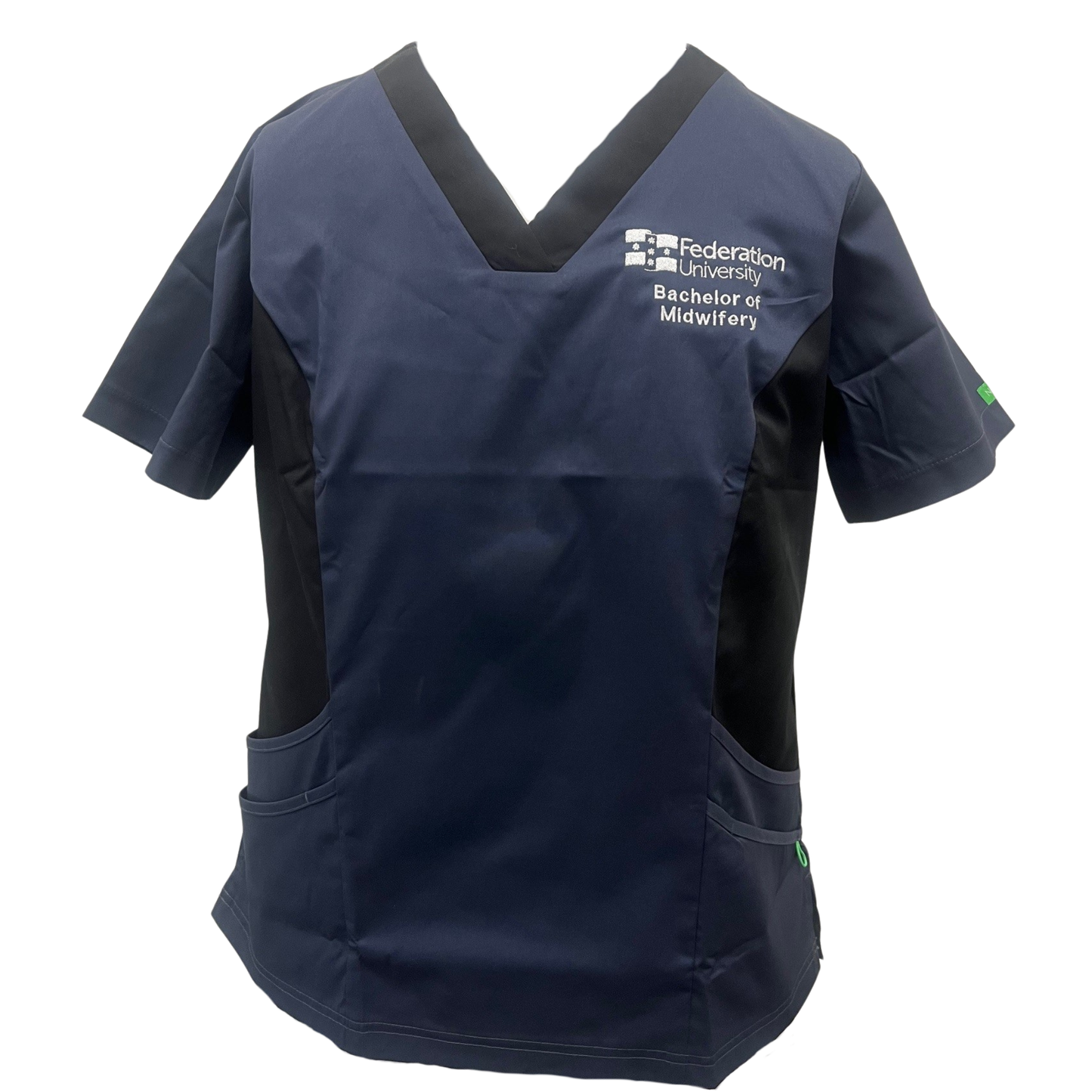 V Neck Scrub Top, Unisex | Charcoal, BACHELOR OF MIDWIFERY