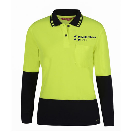 Ladies Hi Vis Long Sleeve Comfort Polo