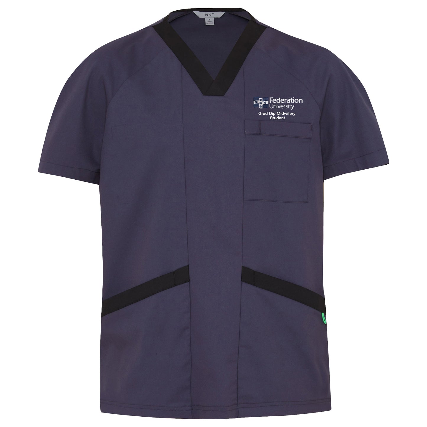 V Neck Scrub Top, Mens/Unisex | Charcoal, Midwifery