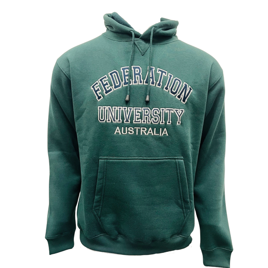 Federation University Embroidered Hoodie | Bottle Green