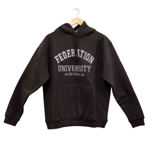 Federation University Embroidered Hoodie | Charcoal