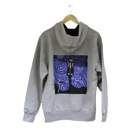 Indigenous Hoodie Grey with Navy Hood