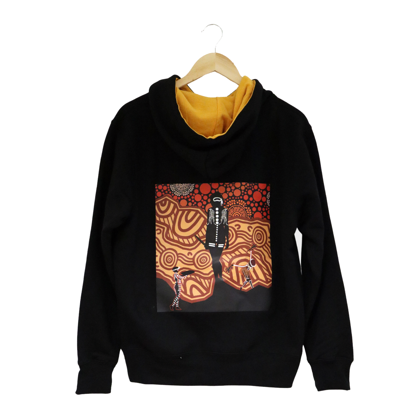 Indigenous Hoodie Black with Gold Hood