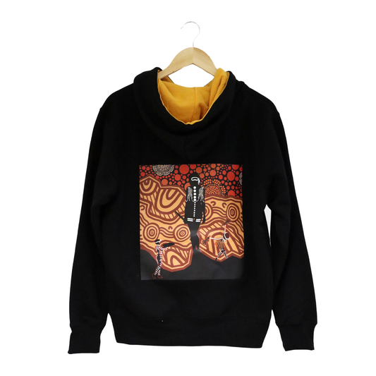 Indigenous Hoodie Black with Gold Hood